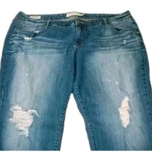 Torrid Boyfriend Capris Bermuda Jean Shorts Woman Plus 20 Distressed Blue Denim